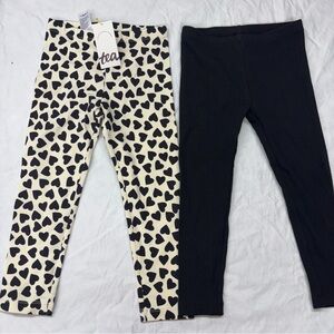 NEW‎ Tea Collection Size 4 Heart Black Kids Leggings Bundle